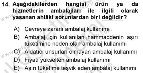 İşletmelerde Sosyal Sorumluluk Ve Etik Dersi 2022 - 2023 Yılı (Final) Dönem Sonu Sınavı 14. Soru