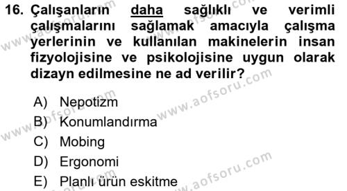 İşletmelerde Sosyal Sorumluluk Ve Etik Dersi 2022 - 2023 Yılı (Final) Dönem Sonu Sınavı 16. Soru