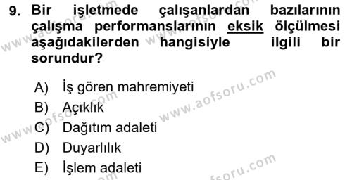 İşletmelerde Sosyal Sorumluluk Ve Etik Dersi 2022 - 2023 Yılı (Final) Dönem Sonu Sınavı 9. Soru