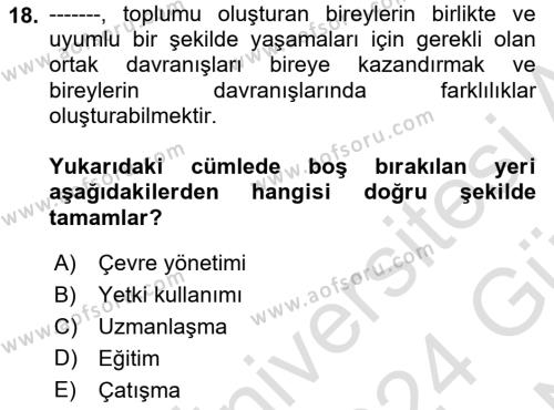 İşletmelerde Sosyal Sorumluluk Ve Etik Dersi 2023 - 2024 Yılı (Final) Dönem Sonu Sınavı 18. Soru