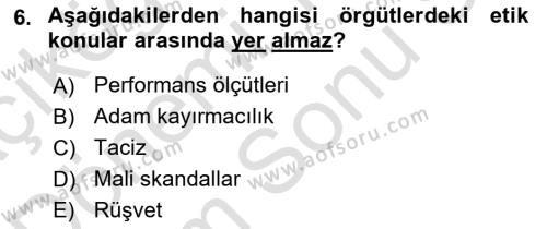 İşletmelerde Sosyal Sorumluluk Ve Etik Dersi 2023 - 2024 Yılı (Final) Dönem Sonu Sınavı 6. Soru