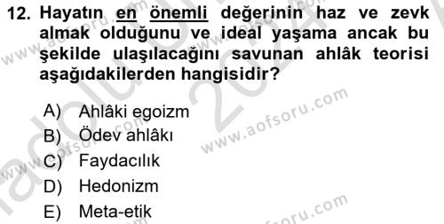 İşletmelerde Sosyal Sorumluluk Ve Etik Dersi 2024 - 2025 Yılı (Vize) Ara Sınavı 12. Soru