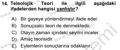 İşletmelerde Sosyal Sorumluluk Ve Etik Dersi 2024 - 2025 Yılı (Vize) Ara Sınavı 14. Soru