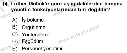 Kamu Yönetimi Dersi 2023 - 2024 Yılı (Vize) Ara Sınavı 14. Soru