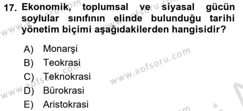 Kamu Yönetimi Dersi 2023 - 2024 Yılı (Vize) Ara Sınavı 17. Soru