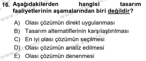 Girişimcilik ve İş Kurma Dersi 2023 - 2024 Yılı (Vize) Ara Sınavı 16. Soru