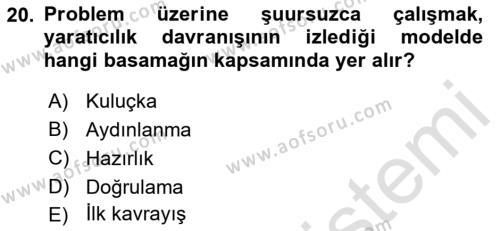 Girişimcilik ve İş Kurma Dersi 2023 - 2024 Yılı (Vize) Ara Sınavı 20. Soru