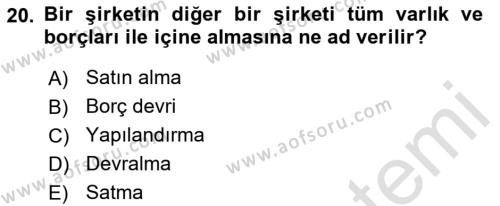 Girişimcilik ve İş Kurma Dersi 2023 - 2024 Yılı (Final) Dönem Sonu Sınavı 20. Soru