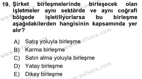 Girişimcilik ve İş Kurma Dersi 2023 - 2024 Yılı Yaz Okulu Sınavı 19. Soru