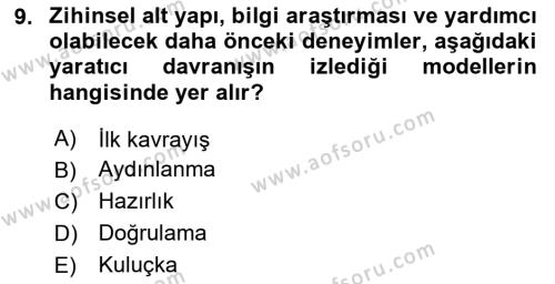 Girişimcilik ve İş Kurma Dersi 2023 - 2024 Yılı Yaz Okulu Sınavı 9. Soru