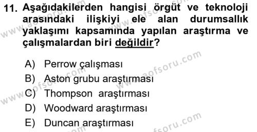 İşletme Yönetimi Dersi 2022 - 2023 Yılı (Vize) Ara Sınavı 11. Soru