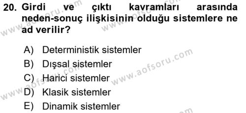 İşletme Yönetimi Dersi 2022 - 2023 Yılı (Vize) Ara Sınavı 20. Soru