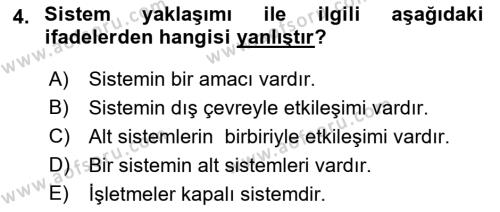 İşletme Yönetimi Dersi 2022 - 2023 Yılı (Final) Dönem Sonu Sınavı 4. Soru