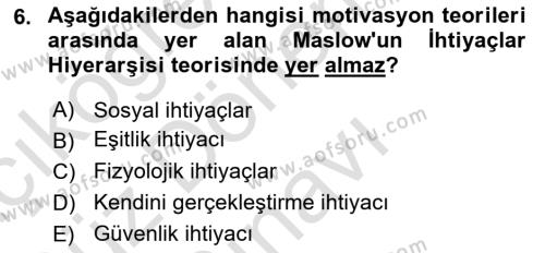 İşletme Yönetimi Dersi 2022 - 2023 Yılı (Final) Dönem Sonu Sınavı 6. Soru