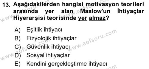 İşletme Yönetimi Dersi 2023 - 2024 Yılı Yaz Okulu Sınavı 13. Soru