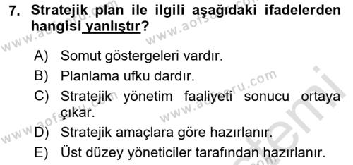 İşletme Yönetimi Dersi 2023 - 2024 Yılı Yaz Okulu Sınavı 7. Soru