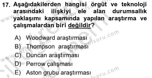 İşletme Yönetimi Dersi 2024 - 2025 Yılı (Vize) Ara Sınavı 17. Soru