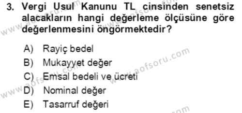 Dönemsonu İşlemleri Dersi 2022 - 2023 Yılı (Vize) Ara Sınavı 3. Soru