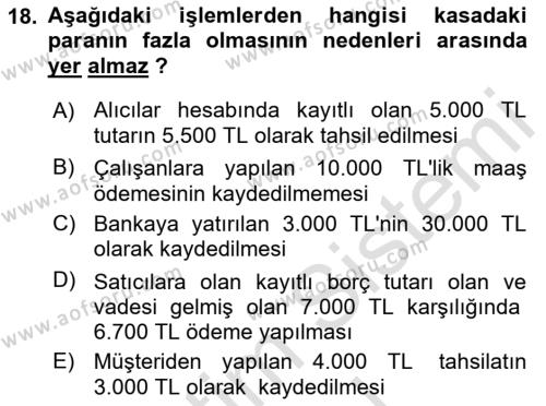 Dönemsonu İşlemleri Dersi 2023 - 2024 Yılı (Vize) Ara Sınavı 18. Soru