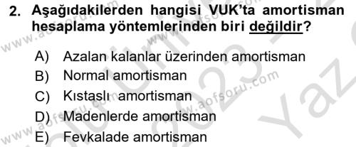 Dönemsonu İşlemleri Dersi 2023 - 2024 Yılı Yaz Okulu Sınavı 2. Soru