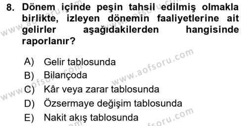 Dönemsonu İşlemleri Dersi 2023 - 2024 Yılı Yaz Okulu Sınavı 8. Soru