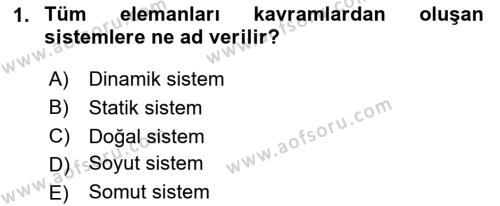 İşletme Bilgi Sistemleri Dersi 2020 - 2021 Yılı Yaz Okulu Sınavı 1. Soru