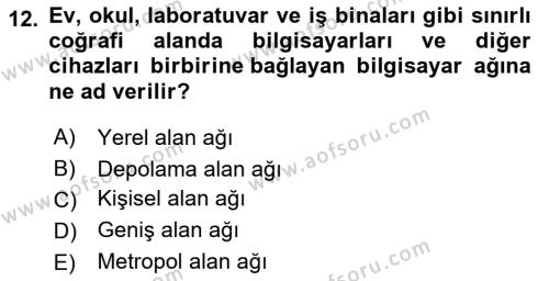 İşletme Bilgi Sistemleri Dersi 2020 - 2021 Yılı Yaz Okulu Sınavı 12. Soru