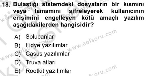 İşletme Bilgi Sistemleri Dersi 2020 - 2021 Yılı Yaz Okulu Sınavı 18. Soru