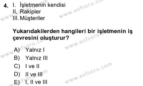 İşletme Bilgi Sistemleri Dersi 2021 - 2022 Yılı (Vize) Ara Sınavı 4. Soru