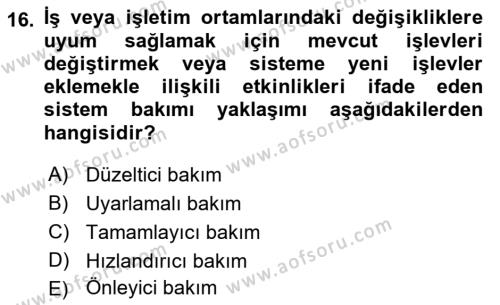 İşletme Bilgi Sistemleri Dersi 2021 - 2022 Yılı (Final) Dönem Sonu Sınavı 16. Soru