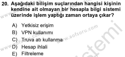 İşletme Bilgi Sistemleri Dersi 2021 - 2022 Yılı (Final) Dönem Sonu Sınavı 20. Soru