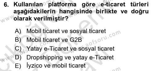 İşletme Bilgi Sistemleri Dersi 2021 - 2022 Yılı (Final) Dönem Sonu Sınavı 6. Soru