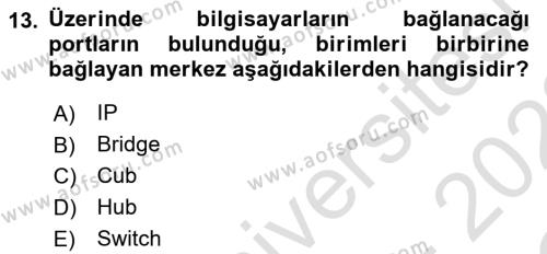 İşletme Bilgi Sistemleri Dersi 2021 - 2022 Yılı Yaz Okulu Sınavı 13. Soru