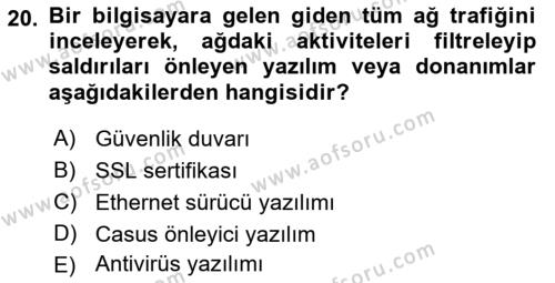 İşletme Bilgi Sistemleri Dersi 2021 - 2022 Yılı Yaz Okulu Sınavı 20. Soru