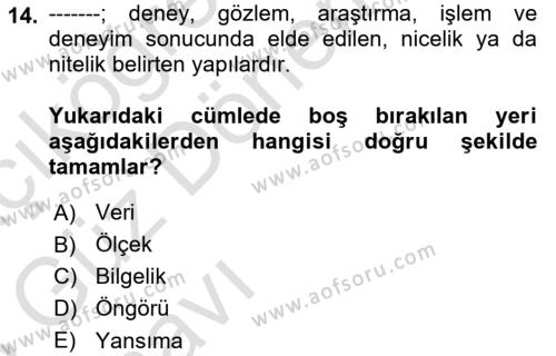 İşletme Bilgi Sistemleri Dersi 2022 - 2023 Yılı (Vize) Ara Sınavı 14. Soru