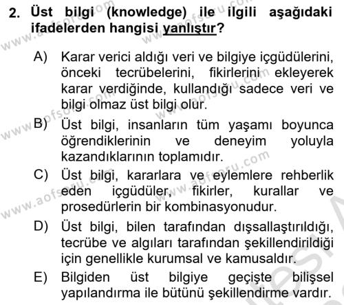 İşletme Bilgi Sistemleri Dersi 2022 - 2023 Yılı (Vize) Ara Sınavı 2. Soru