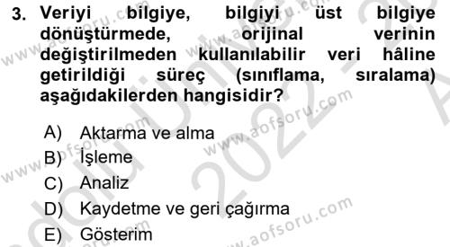 İşletme Bilgi Sistemleri Dersi 2022 - 2023 Yılı (Vize) Ara Sınavı 3. Soru