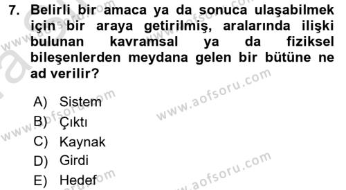 İşletme Bilgi Sistemleri Dersi 2022 - 2023 Yılı (Vize) Ara Sınavı 7. Soru