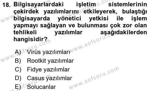 İşletme Bilgi Sistemleri Dersi 2022 - 2023 Yılı (Final) Dönem Sonu Sınavı 18. Soru