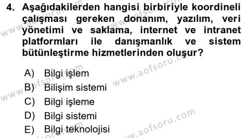 İşletme Bilgi Sistemleri Dersi 2022 - 2023 Yılı (Final) Dönem Sonu Sınavı 4. Soru