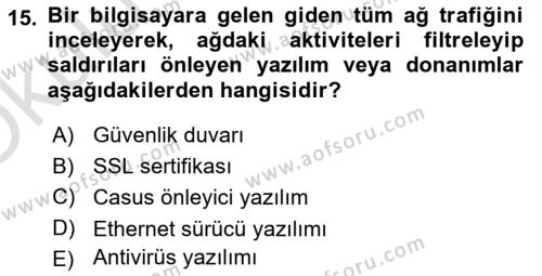 İşletme Bilgi Sistemleri Dersi 2022 - 2023 Yılı Yaz Okulu Sınavı 15. Soru