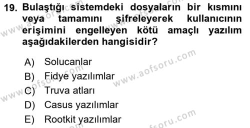 İşletme Bilgi Sistemleri Dersi 2022 - 2023 Yılı Yaz Okulu Sınavı 19. Soru