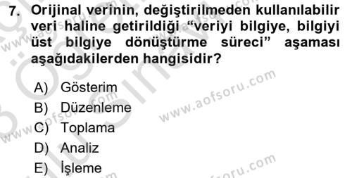 İşletme Bilgi Sistemleri Dersi 2022 - 2023 Yılı Yaz Okulu Sınavı 7. Soru