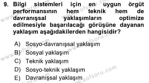 İşletme Bilgi Sistemleri Dersi 2022 - 2023 Yılı Yaz Okulu Sınavı 9. Soru