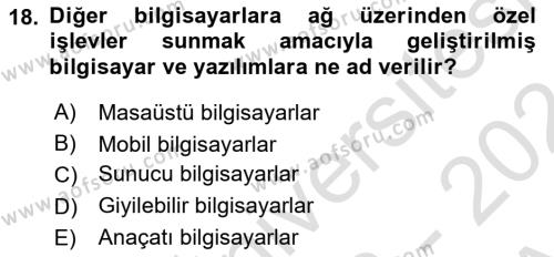 İşletme Bilgi Sistemleri Dersi 2023 - 2024 Yılı (Vize) Ara Sınavı 18. Soru