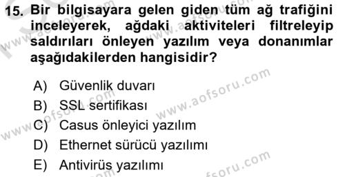 İşletme Bilgi Sistemleri Dersi 2023 - 2024 Yılı (Final) Dönem Sonu Sınavı 15. Soru