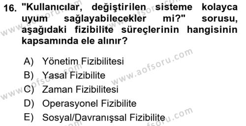 İşletme Bilgi Sistemleri Dersi 2023 - 2024 Yılı (Final) Dönem Sonu Sınavı 16. Soru