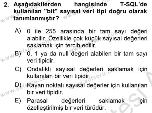 İşletme Bilgi Sistemleri Dersi 2023 - 2024 Yılı (Final) Dönem Sonu Sınavı 2. Soru