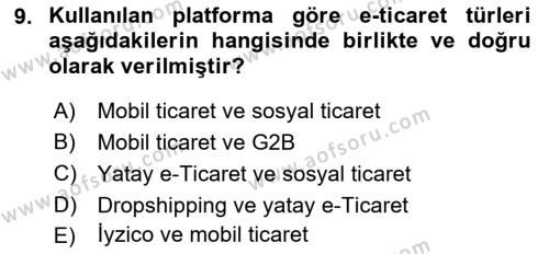 İşletme Bilgi Sistemleri Dersi 2023 - 2024 Yılı (Final) Dönem Sonu Sınavı 9. Soru