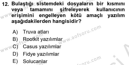 İşletme Bilgi Sistemleri Dersi 2023 - 2024 Yılı Yaz Okulu Sınavı 12. Soru